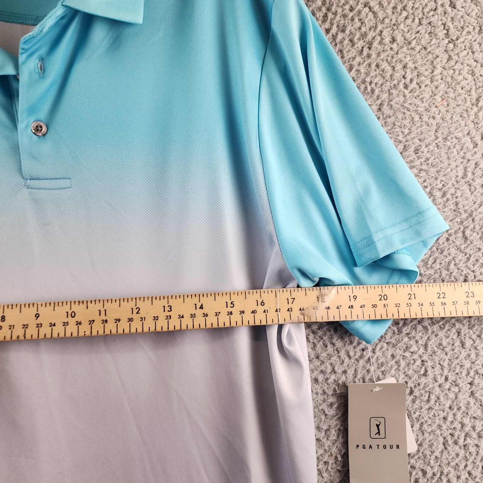 Pga Tour Classic-Fit Performance Ombre Golf Polo Shirt Men's M Blue Curacao - Picture 7 of 15