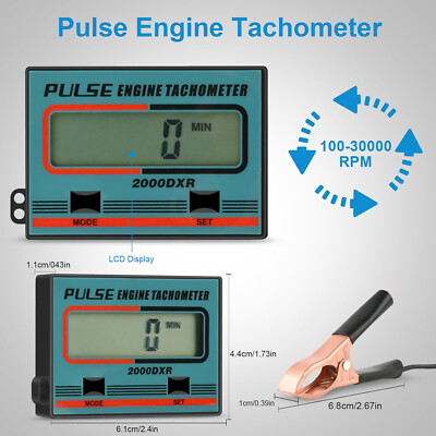 LCD Digital Inductive Tachometer Guage For 2/ 4-stroke Fuel / Gasoline Engines