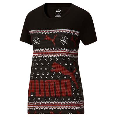 

Puma W Ugly Sweater Футболка с круглым вырезом и короткими рукавами Женская футболка размера  Athletic Casua, Черный