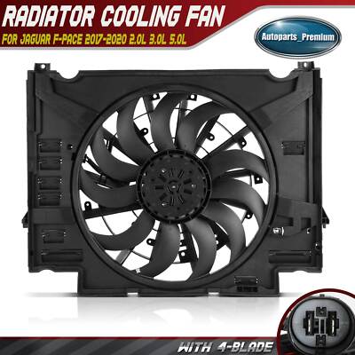 New Radiator Fan with Shroud Assembly for Jaguar F-Pace 2017-2020 2.0L 3.0L 5.0L