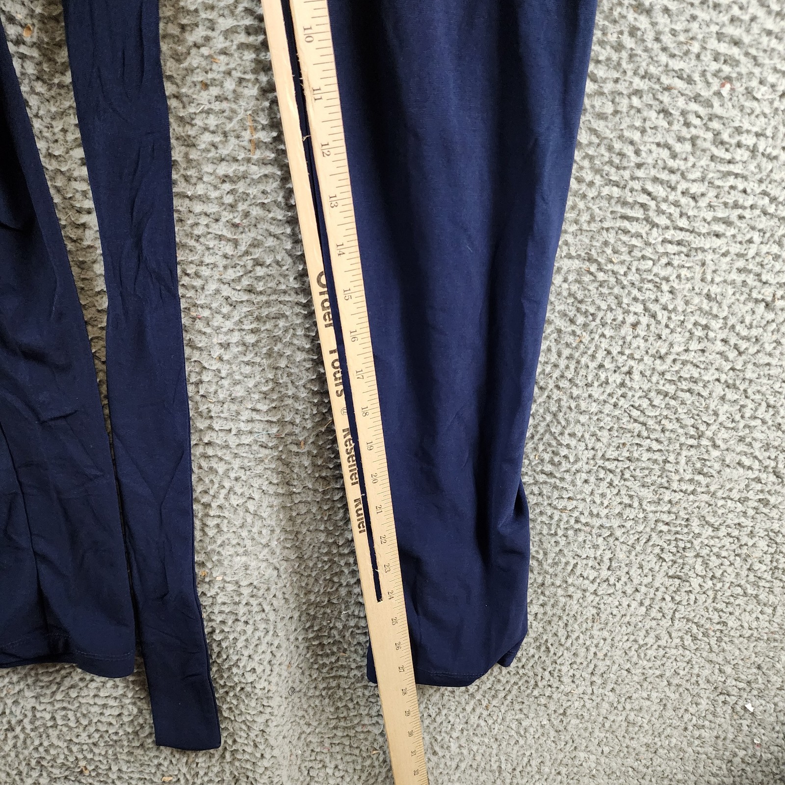 NY Collection Petite 3/4 Sleeve Belted Jumpsuit Women's PL Navy Blue Solid - Picture 13 of 18