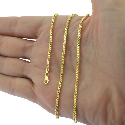 10K Yellow Gold 1.5mm-6mm Square Wheat Box Franco Chain Pendant Necklace 16"-30"