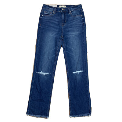 Francesca's Womens Harper Heritage High Rise Straight Blue Jeans Sz 25 NWT