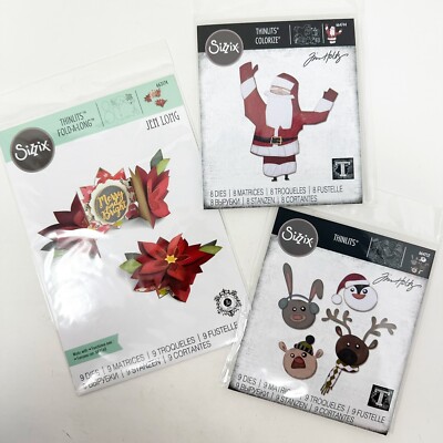 Sizzix Thinlits Christmas Bundle Tim Holtz Santa & Winter Critters Poinsettia