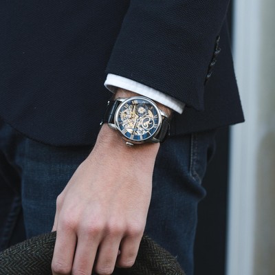 Pre-owned Thomas Earnshaw Longitude Dual Time Automatic Black Watch - Brand