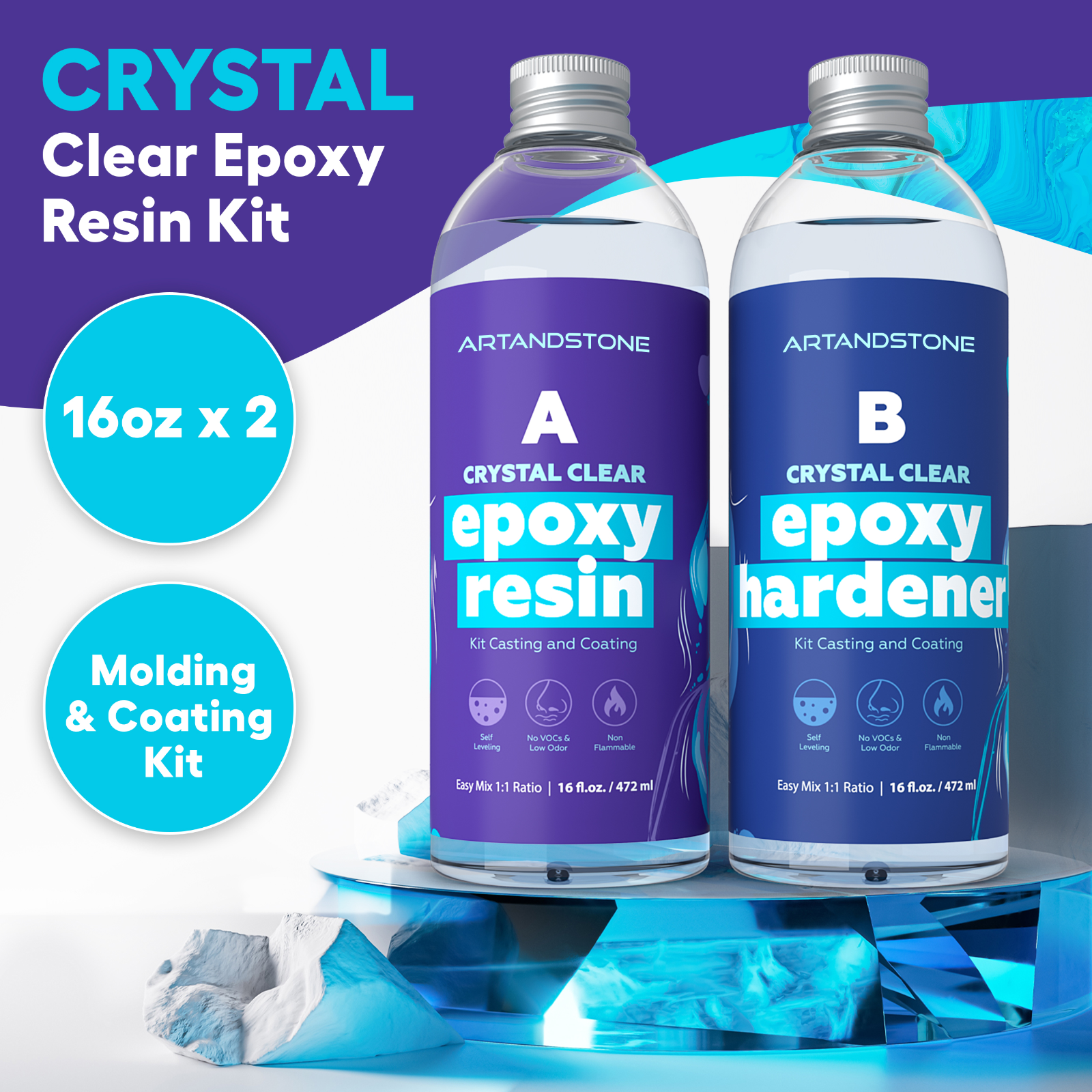 Crystal Clear Epoxy Resin Kit - 32 Oz (with Tools)