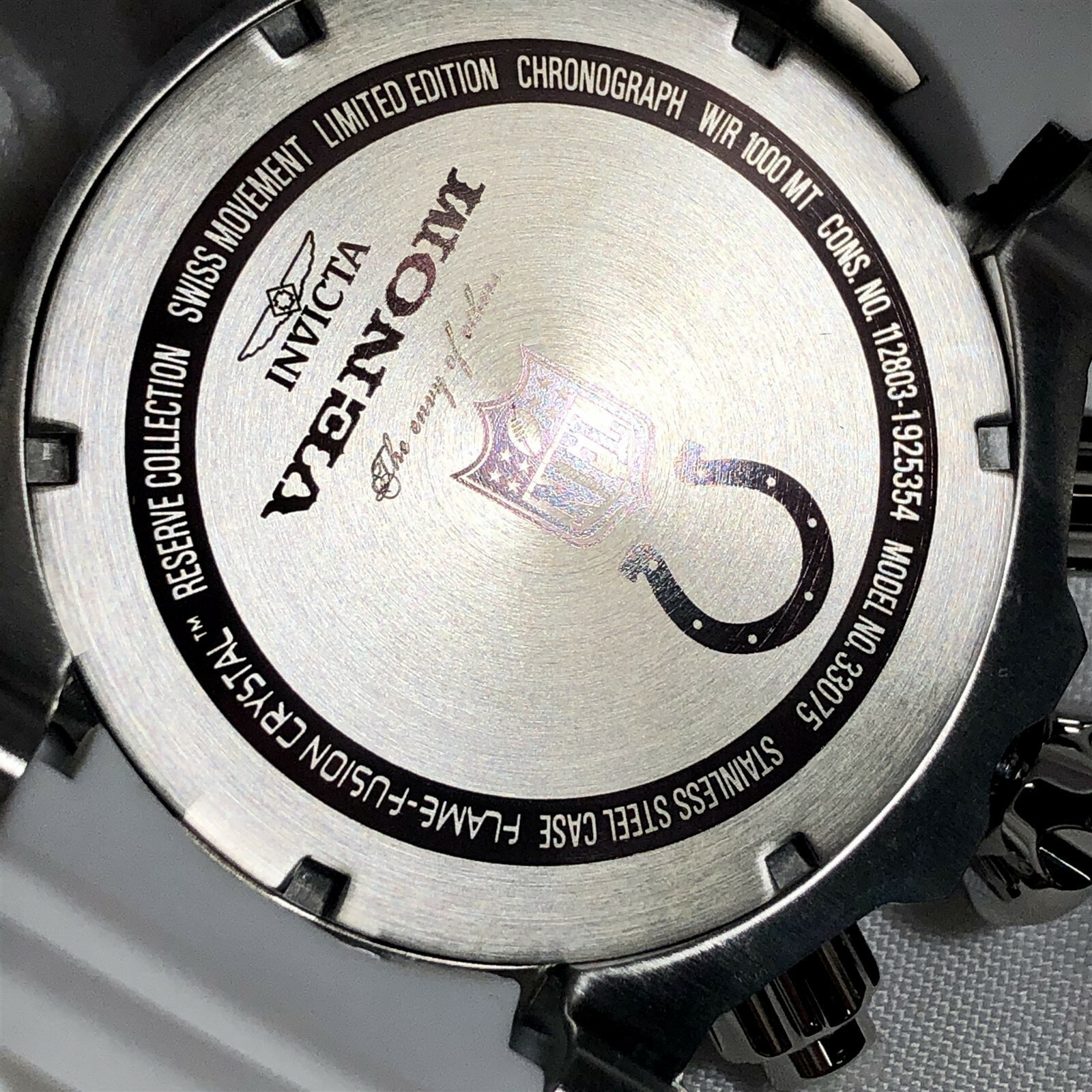 Pre-owned Invicta 33075 Nfl 52mm Venom Gen Iii Swiss Quartz Chrono Strap Watch - Colts
