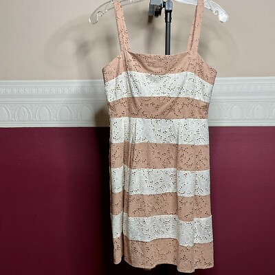 Ann Taylor Loft Dress Women s 2P Striped Eyelet Lined NWT