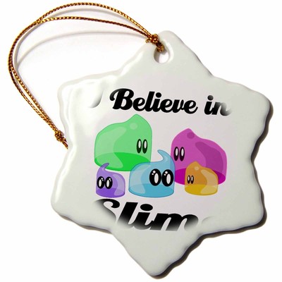3dRose I Believe In Slime 3 inch Snowflake Porcelain Ornament