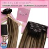YoungSee Clip in Human Hair Extensions Ombre Lace Clip on Hair Extensions Human Hair Ombre Black to Dark Brown Mix Blonde Balayage Hair Extensions Clip ins Non Damaging Hair Extensions 120G 7Pcs 16In