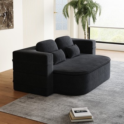 Convertible Sofa Bed 2 In 1 Foldable Corduroy Sleeper Foam Floor Lounge