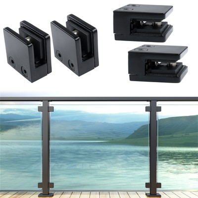 Muzata 4Pack Black Glass Clamp for Thickness 5/16''-1/2'' Glass Railing Clamp GA04