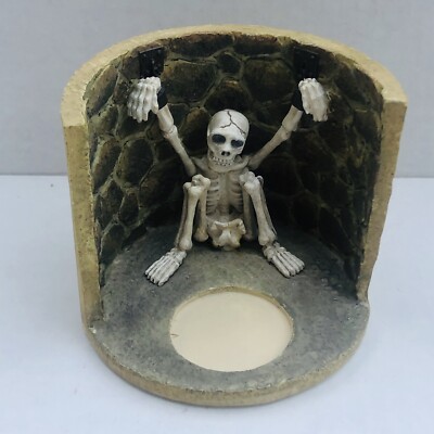 New Russ Berrie Skelton Votive Halloween Lites Handpainted Tea Light