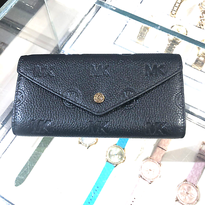 Michael Kors Jet Set Travel Large Envelope Continental Wallet Leather in Black