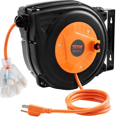 VEVOR Retractable Extension Cord Reel 30 FT 16AWG/3C SJTOW Power Cord ETL Listed