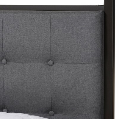 Baxton Studio Eleanor Canopy Queen Bed, Gray, Queen