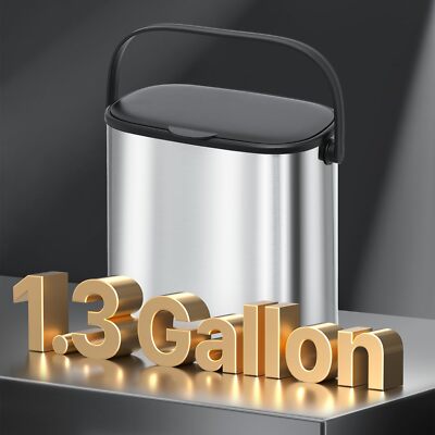 MoNiBloom 1.3-Gallon Small Hanging Trash Can for Kitchen Bathroom Bedroom Liv...