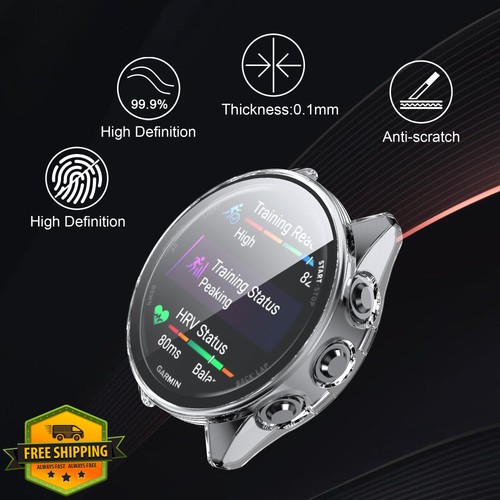 2pk Garmin Forerunner 970/570 47mm Case w/ Tempered Glass Screen Protector