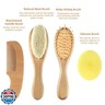 Baby Hair Brush and Comb Set (4-Piece) for Newborn - Wooden Baby Hairbrush Set，A Beechwood Brush, Baby Airbag Brush, Beech Handle Brush, and Prevent Cradle Cap Silicone Brush - Ideal Registry Gift