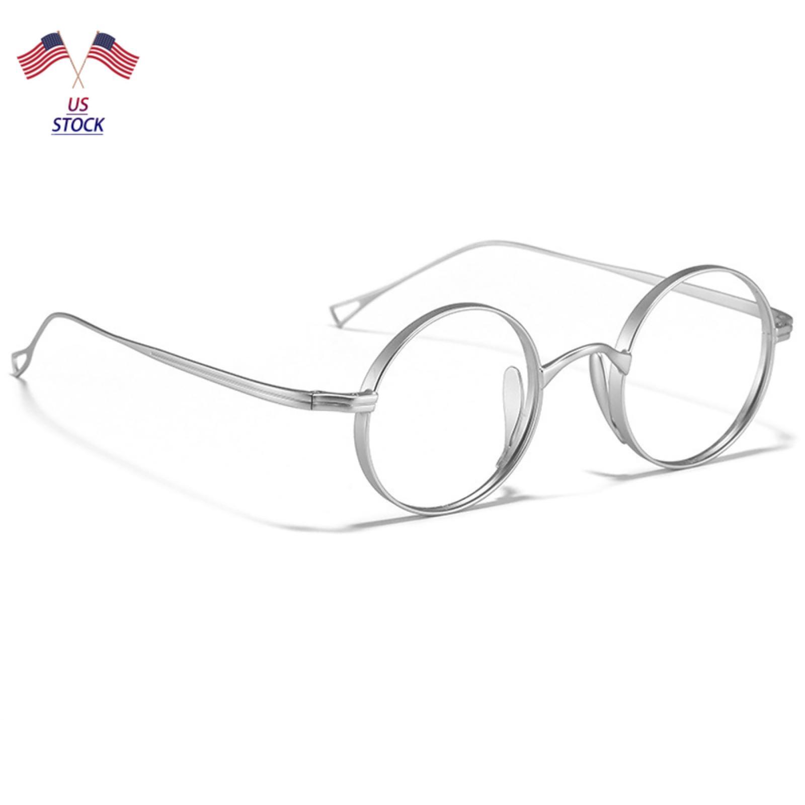 Silver Retro Round Eyeglass Frames Pure Titanium Glasses Men Women Fashion