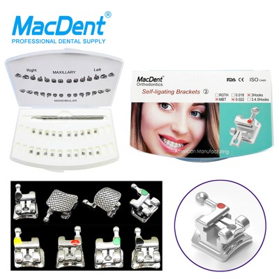 Dental Orthodontic Brackets Metal /Ceramic Self Ligating Roth/MBT 022 Hooks 345