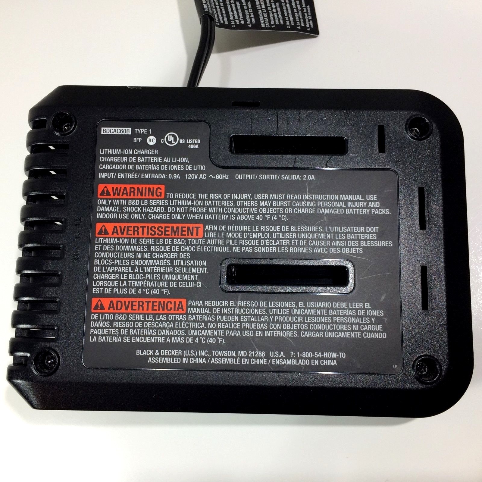 BLACK+DECKER LBX1560 1.5Ah 60V MAX Lithium Battery w/ BDCAC60B Charger
