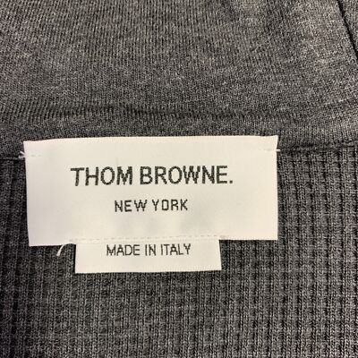 THOM BROWNE Size XXL Grey Charcoal Waffle Knit Cotton Jacket
