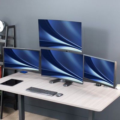 VIVO Steel Quad Monitor Mount Adjustable 3 + 1 Stand | 4 Screens up to 32"