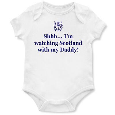 Watching Scotland with my Daddy Rugby Babygrow With My Funny Baby Boy Girl Gift