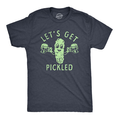 Mens Lets Get Pickled T Shirt Funny Beer Drinking Partying Pickle Lovers Tee For