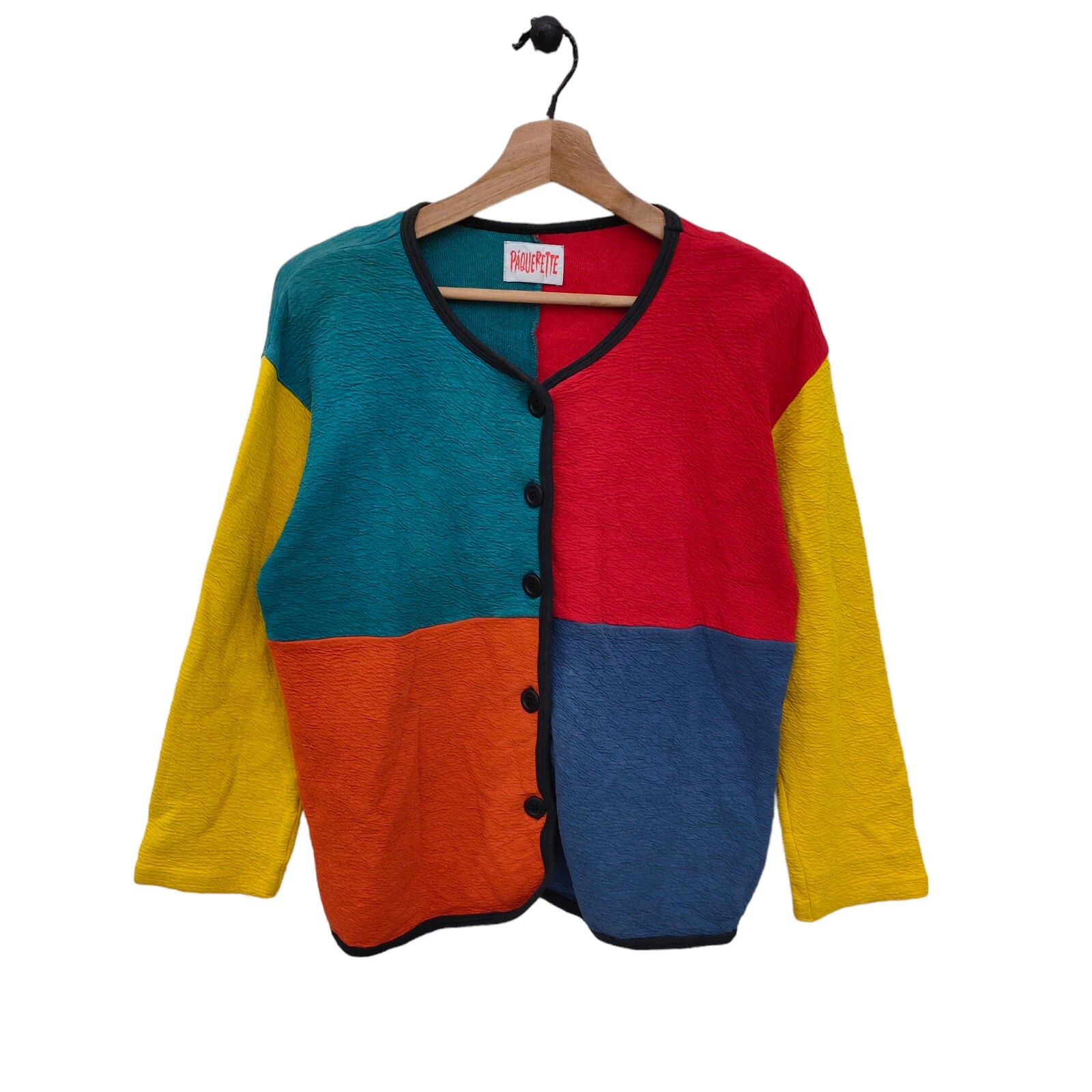 90s Color Block Cardigan Vintage Colorblock Sweater Red blue