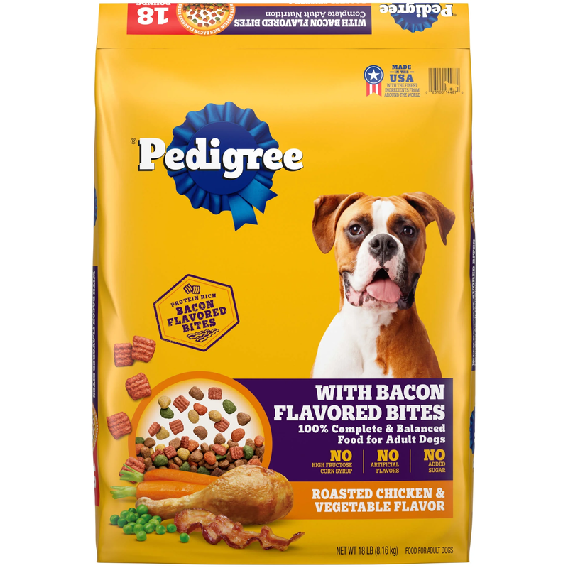 Adult Dry Dog Food, Roasted Chicken and Vegetable Flavor with Bacon Flavored Bit
