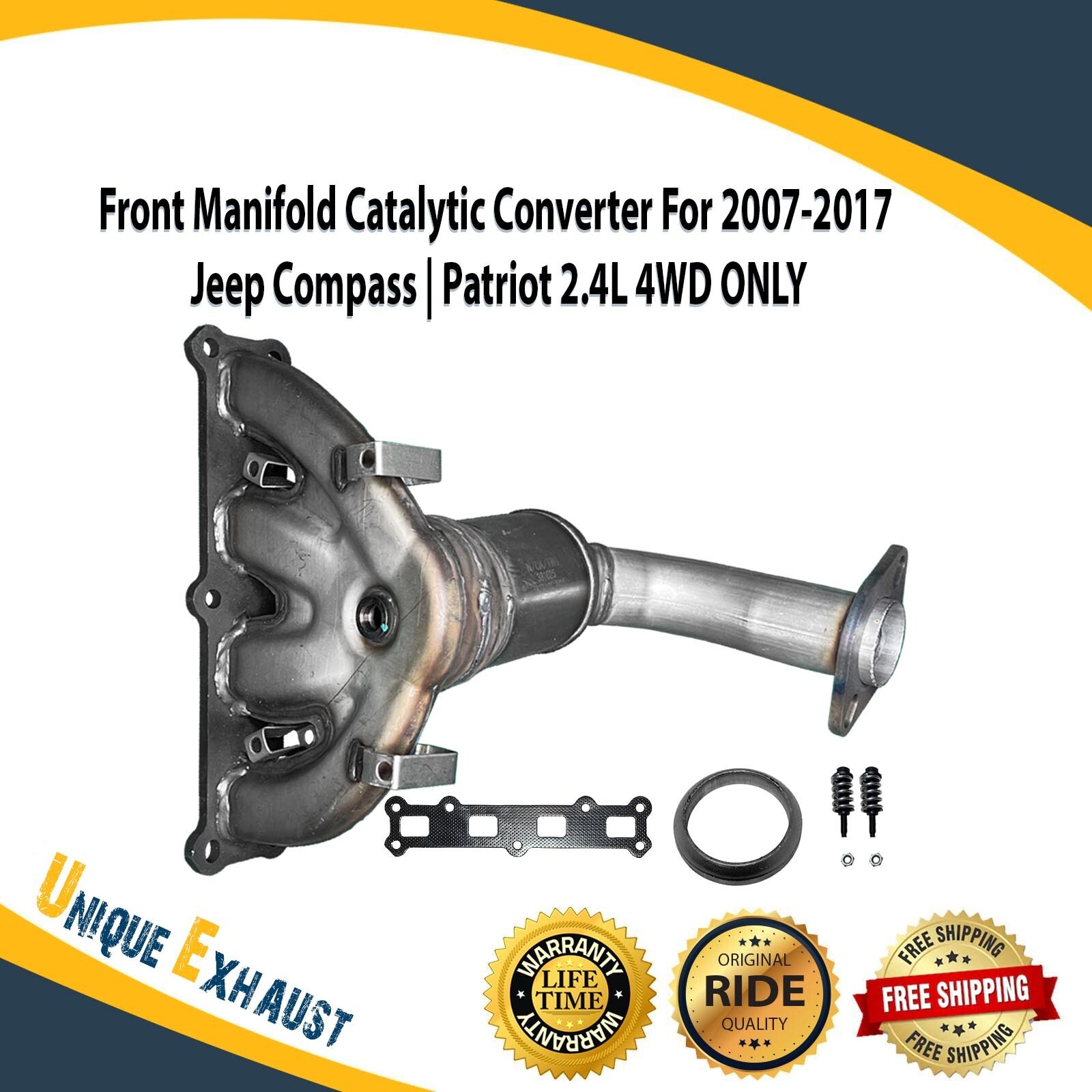 Front Manifold Catalytic Converter For 2007-2017JeepCompass|Patriot2.4L 4WD ONLY