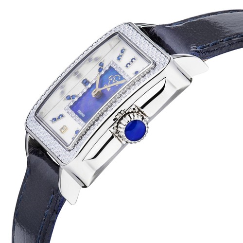 Pre-owned Gv2 By Gevril Women's 12332 Padova Gemstone Blue Mop Dial Swiss Quartz Watch