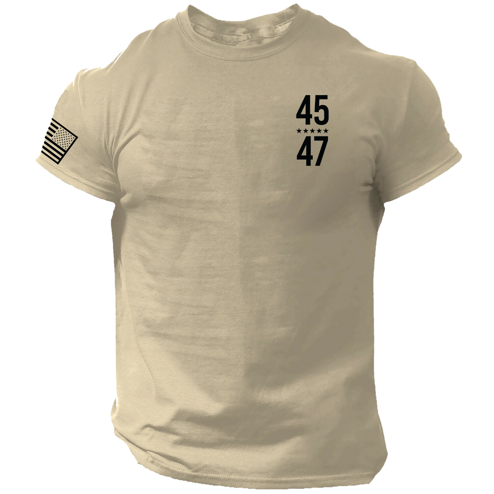 45 47 Trump Shirt Left Chest Ultra MAGA Patriotic USA American Flag