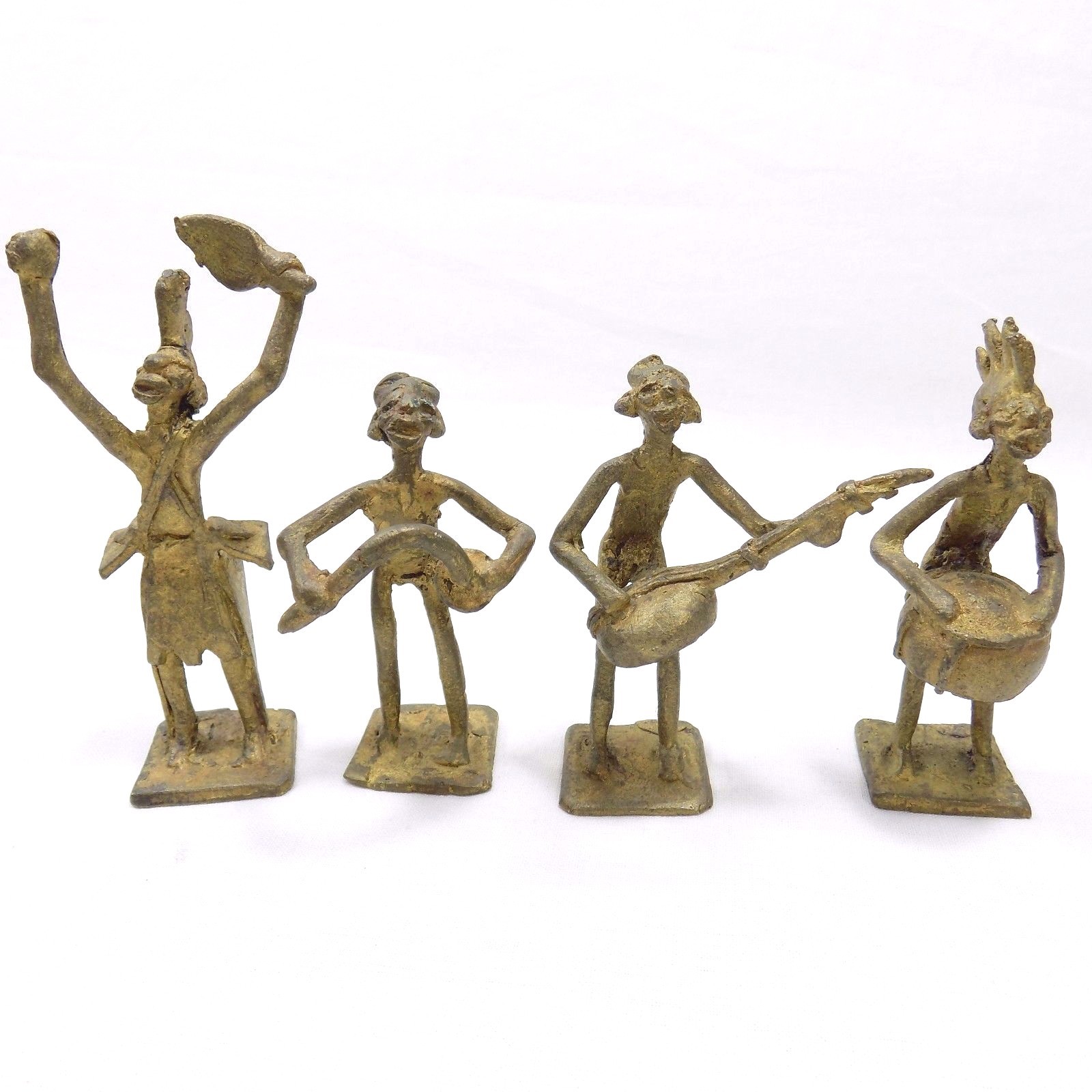 Tribal Music Figures African Ashanti Bronze Brass Akan Gold Weight Lot Of 7 (2)
