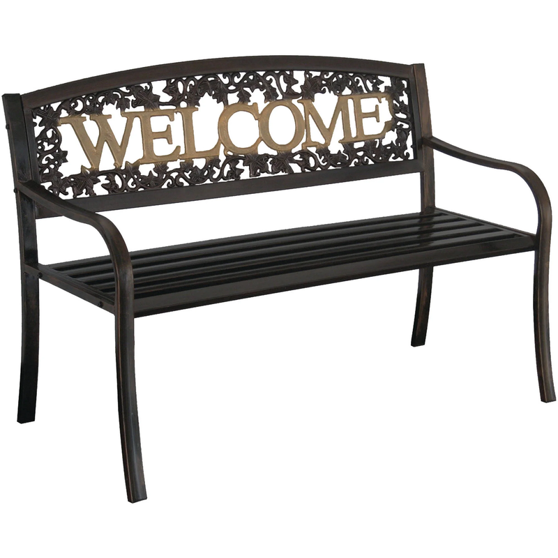 TX 94108 Adult Outdoor Metal Welcome Patio Bench - Black and Gold