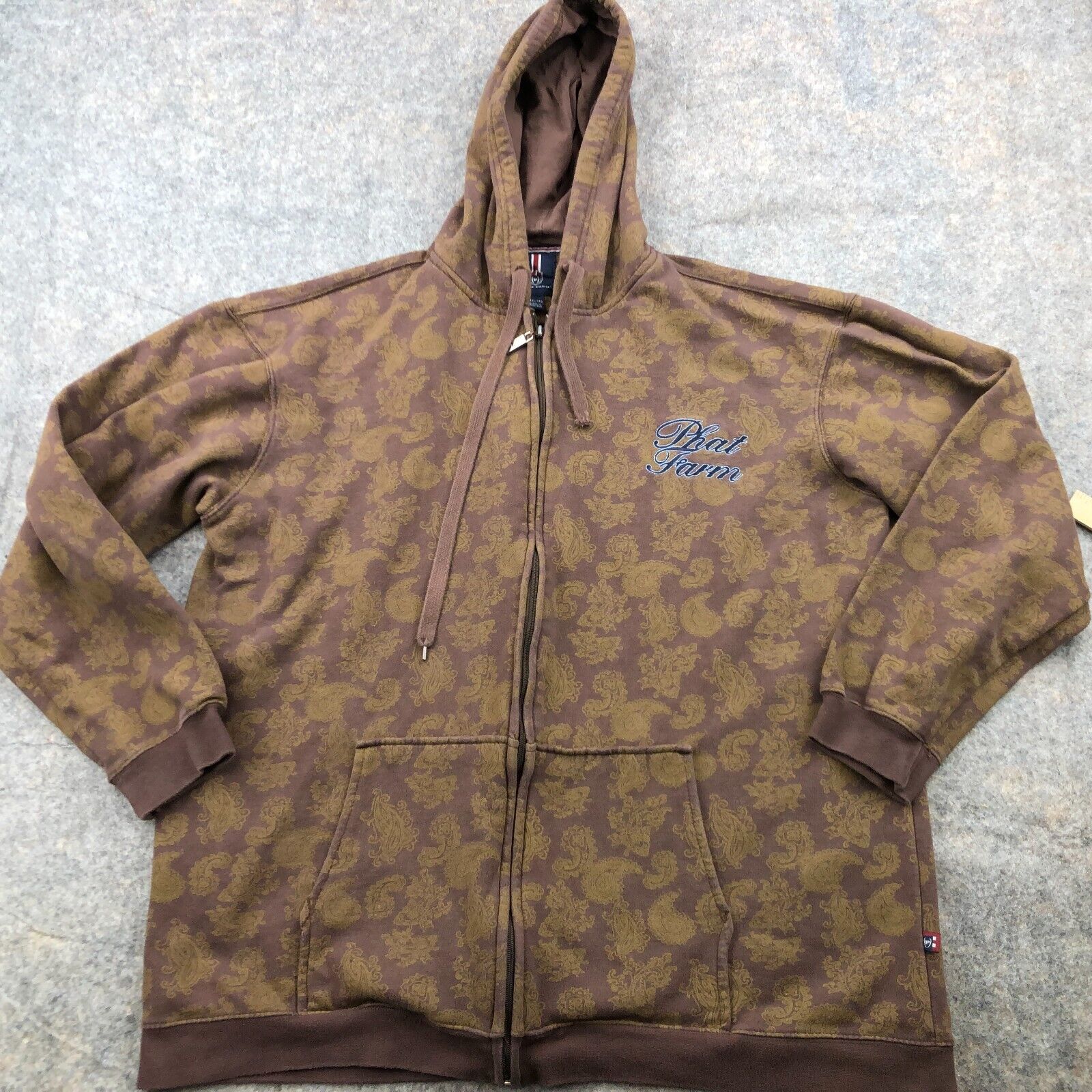Vintage Phat Farm Hoodie Mens 3XL Brown Paisley Full Zip Jesse Pinkman Y2K Vintage Phat Farm Hoodie Mens 3XL Brown Paisley Full Zip Jesse Pinkman Y2K