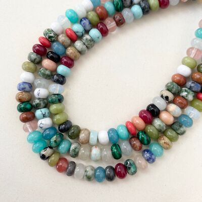 4x6mm Natural Gemstone Rondelle Spacer Loose Beads for Jewelry Making DIY 15''