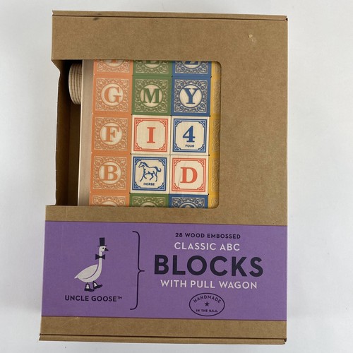 uncle goose classic abc blocks with pull wagon