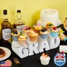 Colingmill 2025 Graduation Cupcake Stand Graduation Decorations Large Acrylic 6.3 x 15.7 Inch Clear Dessert Cupcake Display Holder Tower for Congrats Grad Party Supplies College Celebrations(GRAD)