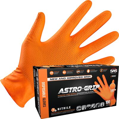Astro-Grip Powder-Free Exam Grade Nitrile Disposable Gloves. Size X-Large, Or...