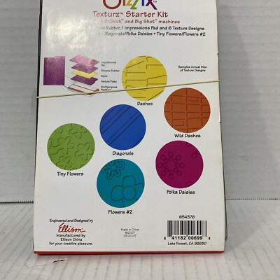 Sizzix Texturz Starter Kit  6 Texture Plates 654376-dashes, daisies