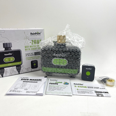 RAINPOINT 2-Zone WiFi Water Timer With Smart Hub Water Hose Timer 2 Outlet & Hub