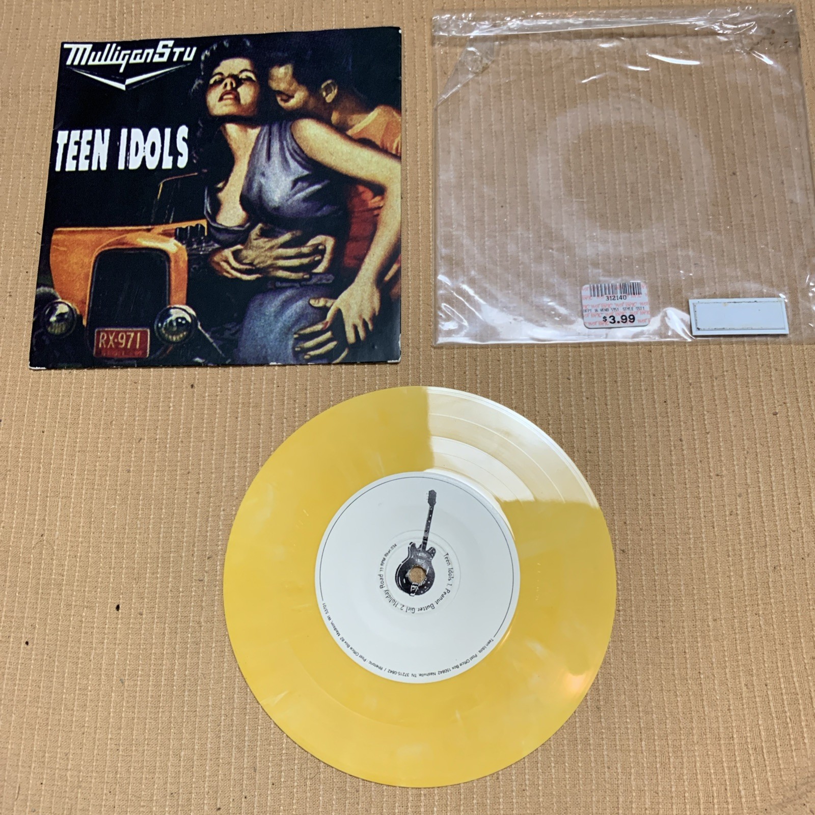 TEEN IDOLS Mulligan Stu Split 7” Record LP Vinyl Punk Rare Yellow Marble VGC