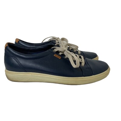 Ecco Women s Blue Soft 7 Low Top Leather Sneakers - Size 9 - 9.5 (40)