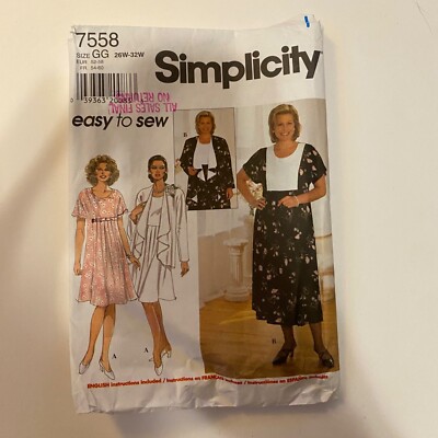 Simplicity 7558 Women's Dress Sewing Pattern Size GG 20W-32W  Cut