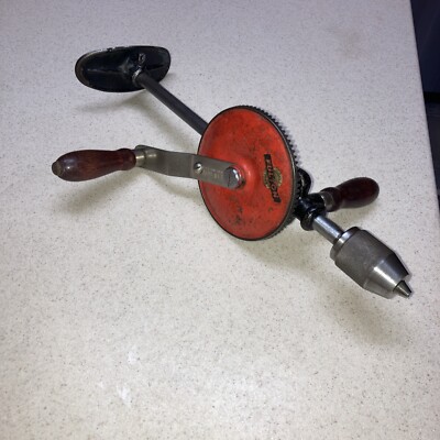 Vintage Fulton 2 Speed Hand Drill w/ Shoulder Breast Plate No. 107.1
