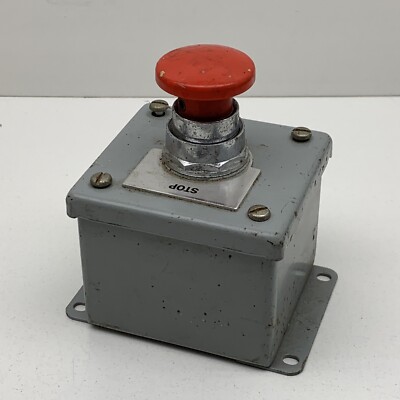 STOP Mushroom Pushbutton Control Station, Furnas 52PB9 52BAJ, Hoffman E-1PB