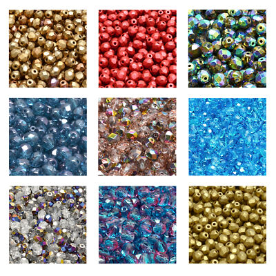 Rutkovsky 151-19001 Round Fire Polished Beads Czech Glass * Many Colors